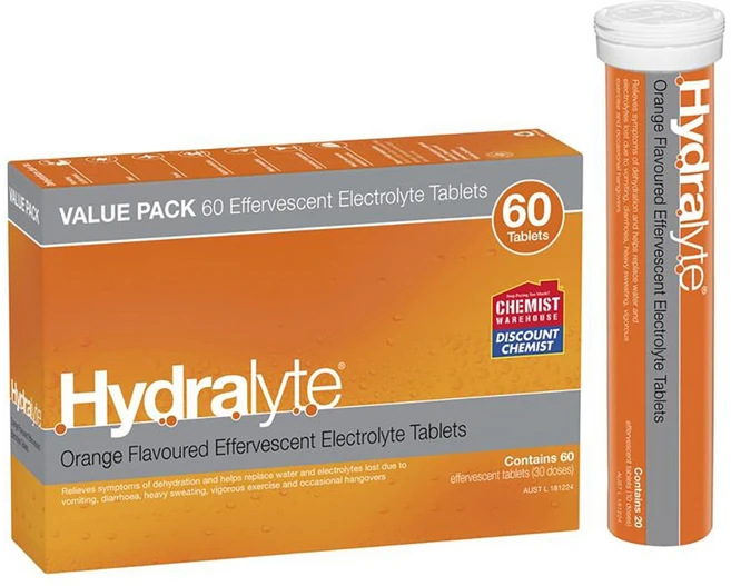 Hydralyte Electrolyte Effervescent Orange 60 Tablets Exclusive Size, 1개, 60정 - 쿠팡