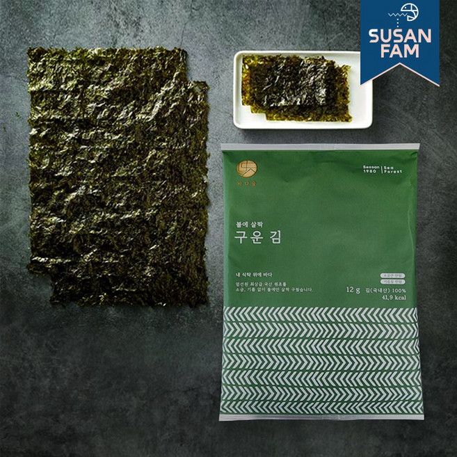 무조미 전장 불에 살짝 구운김 12g(5매) 1팩, 12g, 1개