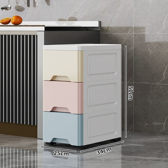 틈새수납장 주방 냉장고 침대 폭좁은 슬림 4단 서랍, AR. 25cm ar 마카롱  3 층