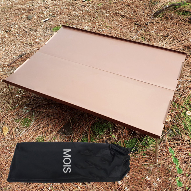 모이스 아웃도어 초경량 접이식 미니 테이블 + 보관파우치 세트 캠핑 보조테이블 차박 1인 밥상 백패킹 야구장 휴대용 야외 실내 사이드테이블, 브라운