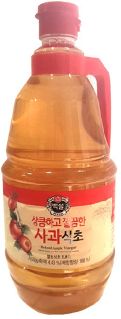 [CJ제일제당] 사과식초 (백설 1.8L), 1.8L, 1개