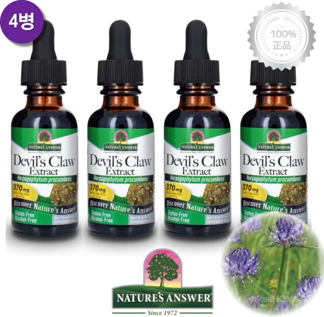 [4병] 네이처스앤서 액상 악마의 발톱 추출물 30mL 무알코올 Devils Claw