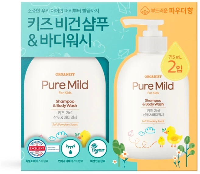 오가니스트 키즈 샴푸앤바디워시 500MLX3개, 2개, 715ml - 쿠팡