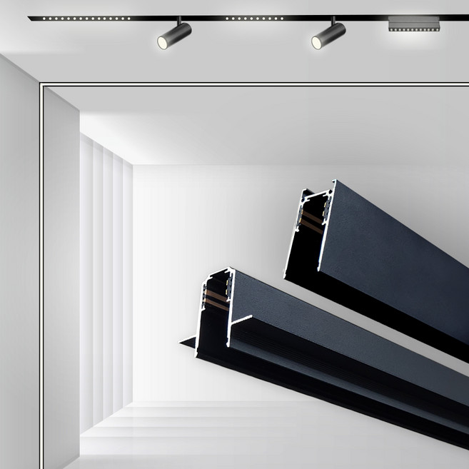 마그네틱조명 LED 라인조명 자석레일조명 트랙 매립형 직부 매입, 24. 마그네틱 조명 집중형 40mm 3W, 블랙+전구