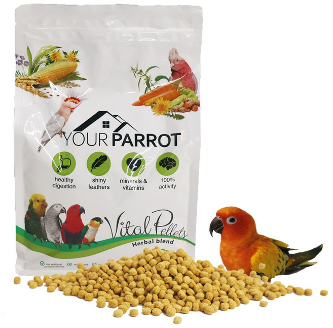 앵무새 펠렛 유어패럿 허브&채소 900g 새 사료 먹이 모이 밥 용품 간식 코뉴어 퀘이커, 1개