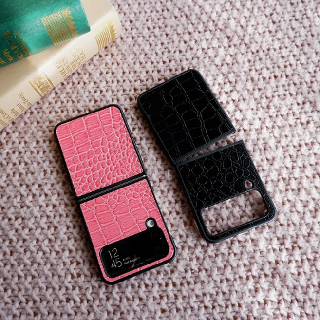 뉴욕마켓 z플립5 힌지보호 풀커버 슬림 반자동 가죽 케이스