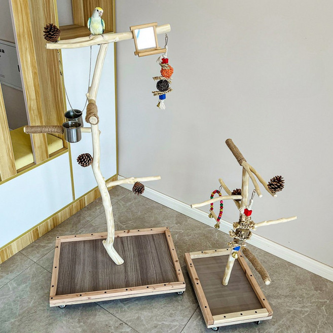 앵무새 나무 스탠드 세트 그네 새장 놀이터 롤러 횟대 링 70cm, 1개, D_무지개 구름 사다리