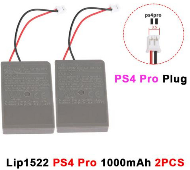 Lip1522 1000mAh 게임 컨트롤러 배터리 소니 플레이스테이션4 PS4 프로 PS4슬림 듀얼쇼크 4 무선 게임패드 교체 배터리, 4)PS4 PRO 3.5Plug 2PCS
