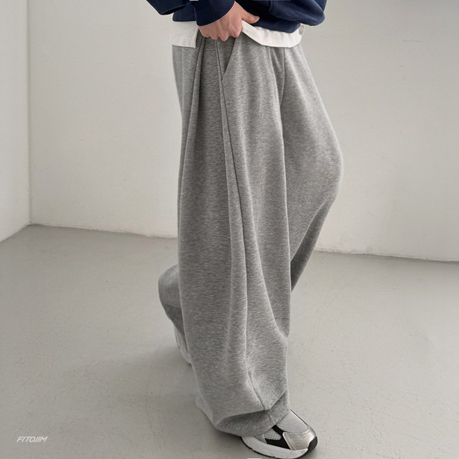 FITOJIM 남자 사이드 핀턱 옆트임 와이드 팬츠 밴딩 츄리닝 트레이닝 바지