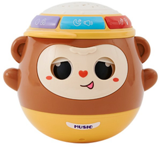 리틀클라우드 유아용 원숭이 오뚝이 멜로디 장난감, 브라운, 1개