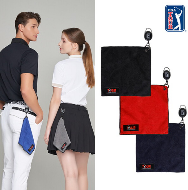 [PGA투어] 챔피언쉽 패치 릴 타올 골프 클리너, 그레이, 1개