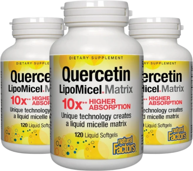 네추럴 팩터스 케르세틴 리포미셀 매트릭스 액상 소프트젤 Quercetin LipoMicel Matrix, 3개, 120정 - 쿠팡