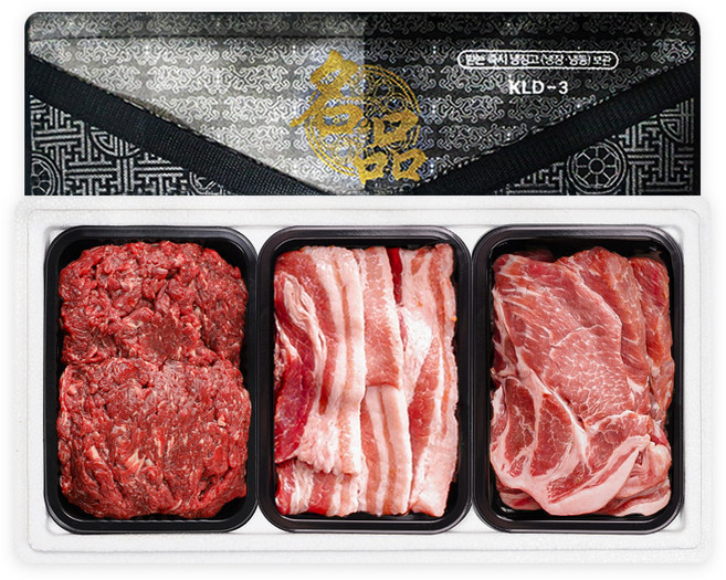 [프레시데이] 명품 한우+한돈 선물세트, 불고기+삼겹살+목살, 1세트, 1.2kg