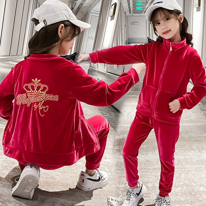 베비포 금실자수 벨벳 집업 상하세트 TR688