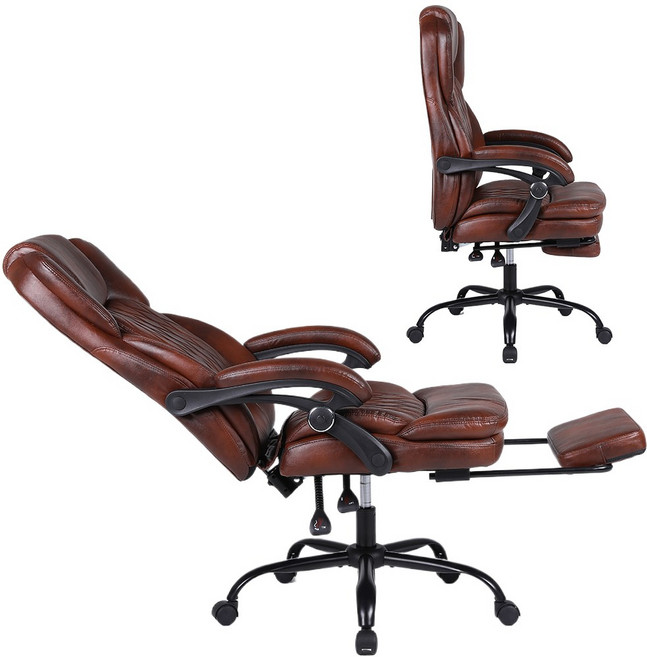 편안한 각도조절 등받이 리클라이너 게이밍 체어 사무실 낮잠 의자, 브라운