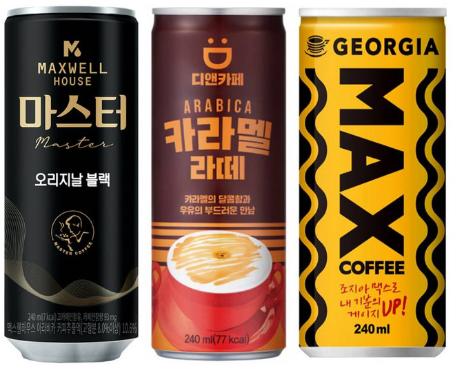디앤카페 카라멜라떼 240mlx30개+맥스웰 마스터 오리지날 블랙 240mlx15개+조지아 맥스 240mlx15개, 1개, 240ml