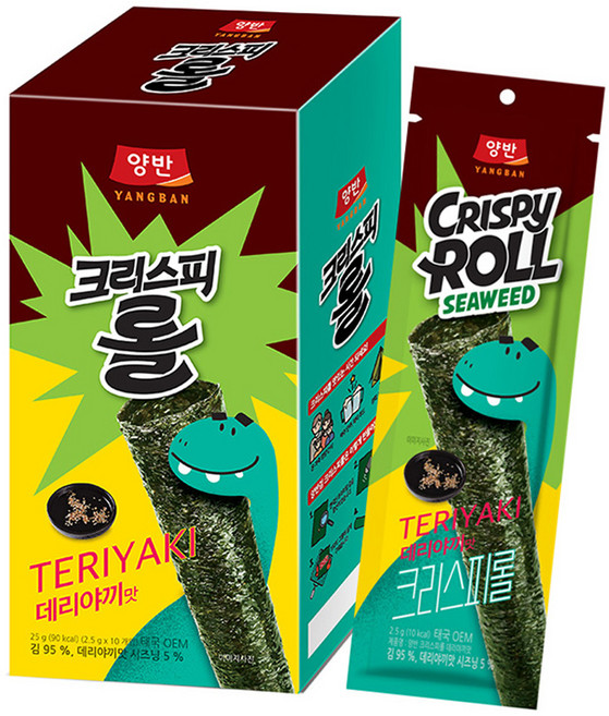 양반 김스낵 크리스피롤 데리야끼, 25g, 1개