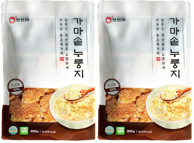 국산 전통 가마솥 누룽지 900g 간식 식사대용 구수한 끓여먹는누룽지, 2개