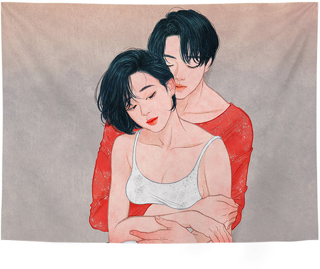 SKANDSALO 패브릭포스터 연인 커플 가리개 커튼 가림천 14종, GT306 + 가로 200 X 세로 150cm