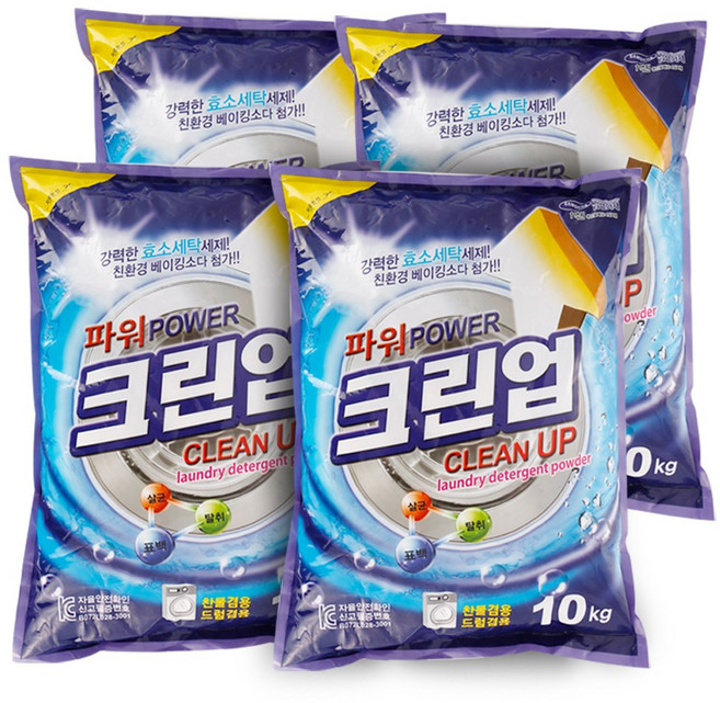 크린업 찬물 겸용 분말 세제, 10kg, 4개