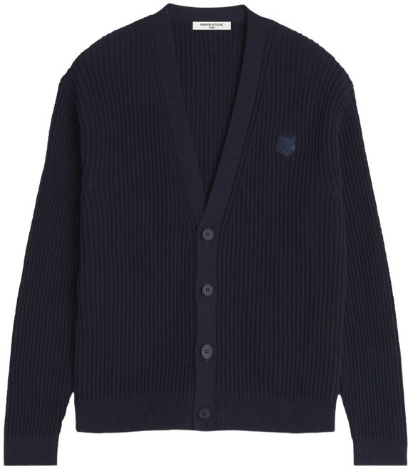 메종키츠네 텍스처 로고 패치 가디건