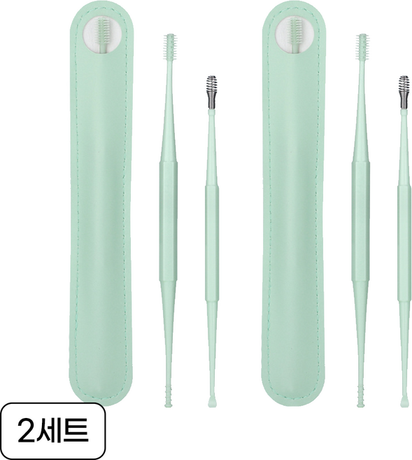 NEOMEN 말랑말랑 실리콘 귀이개, 2세트, 2개입, 민트