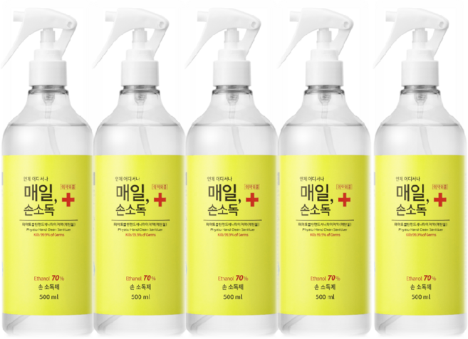 매일손소독 뿌리는 스프레이 에탄올 70% 의약외품 MSDS, 5개, 500ml