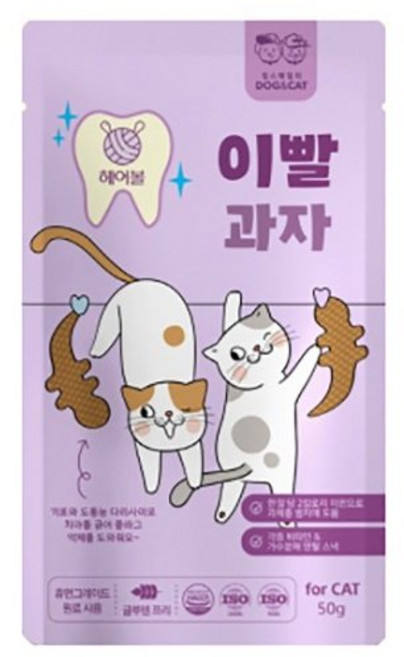 킴스패밀리 고양이 이빨과자, 헤어볼, 50g, 3개