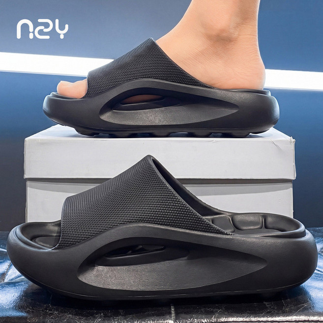 n2y 椰子拖鞋 軟底厚底防滑涼拖鞋, 曜石黑,42-43