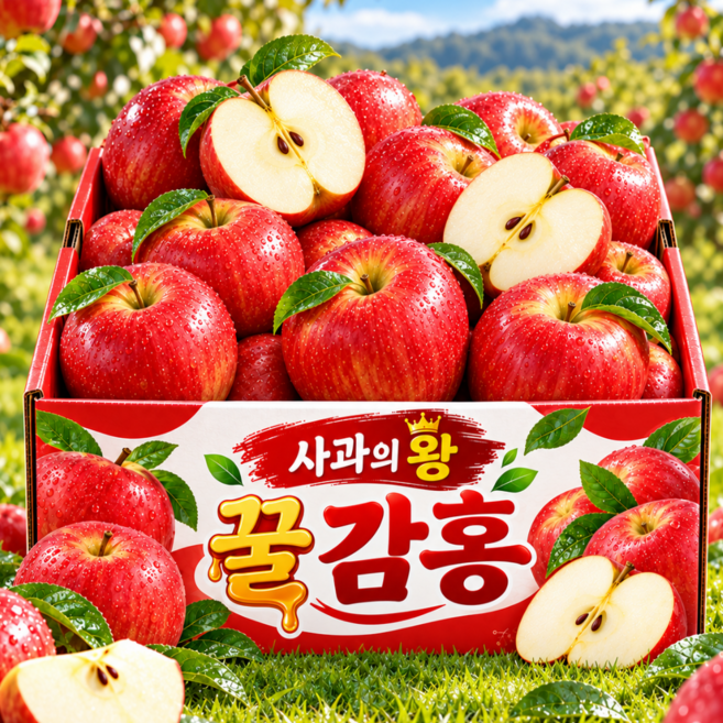[감홍1등] 최대19brix 초고당도 아삭달콤 제철 감홍사과, 1박스, 2kg (9과내외)