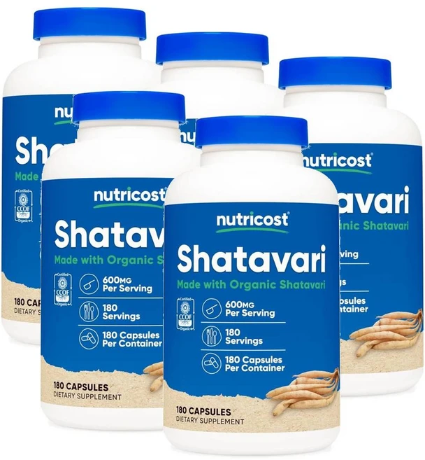 뉴트리코스트 샤타바리 600mg 캡슐 Nutricost Shatavari, 5개, 180정 - 쿠팡