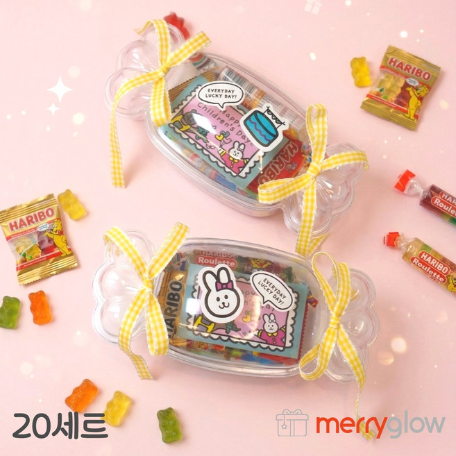 메리글로우 사탕모양 케이스 간식 선물상자 만들기 세트, 20개, 투명