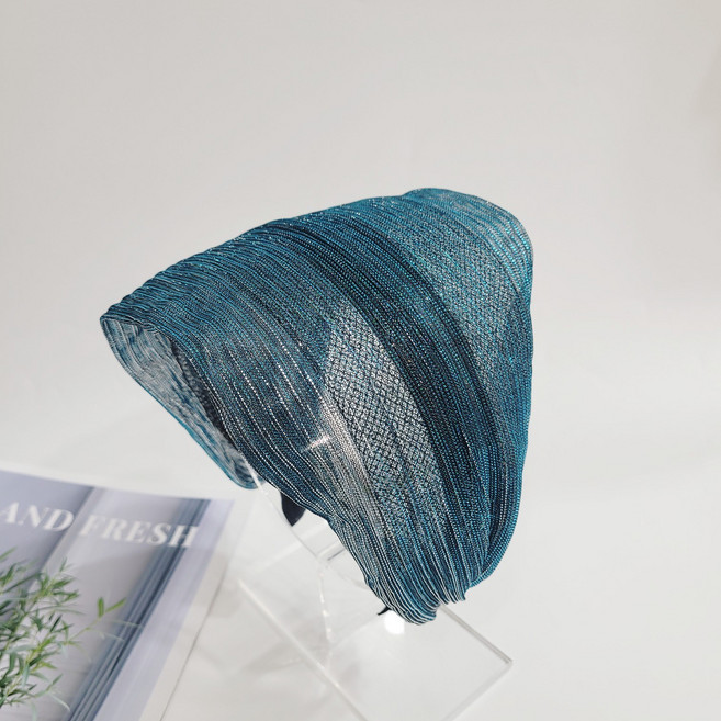 반짝이 쉬폰 와이드 골지 여성 헤어밴드 정수리커버 앞머리커버 모자대용 넓은 머리띠