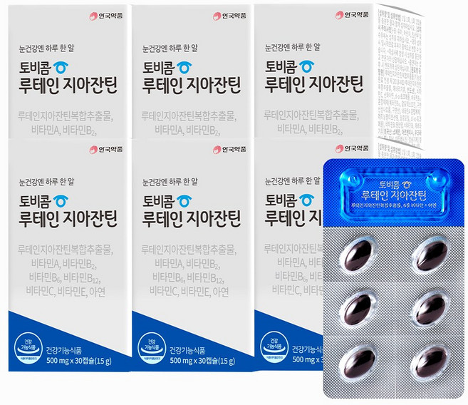 안국약품 토비콤 루테인 지아잔틴, 30정, 6개