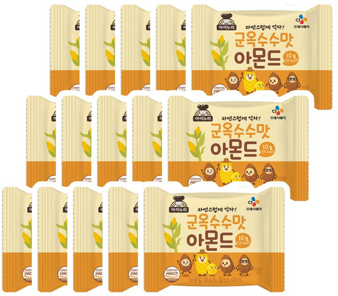 CJ 아이누리 군옥수수맛 아몬드 10g x 15개