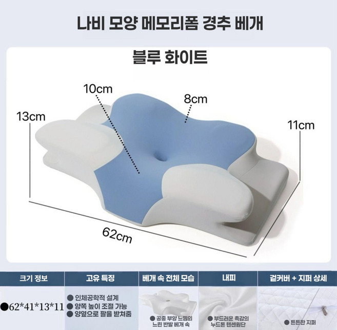 디디닷 성형베개 수면 코붓기 코수술 목 숙면 메모리폼, 4D 메모리폼 블루화이트, 1개