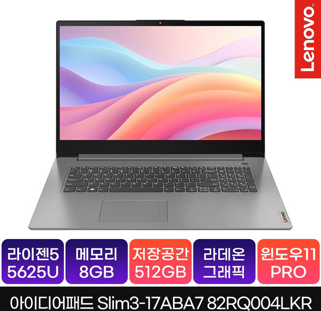 레노버 2022 아이디어패드 슬림 3 17ABA7 17.3 라이젠5 라이젠 5000 시리즈, Arctic Grey, 512GB, 8GB, WIN11 Pro, 82RQ004LKR