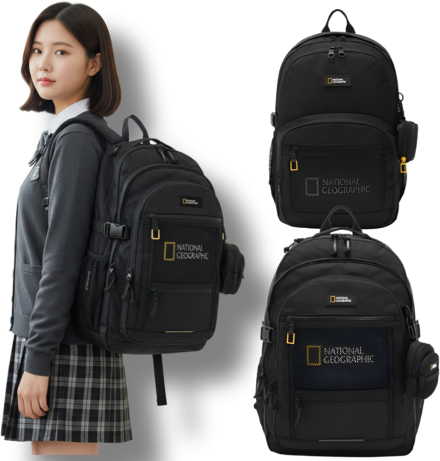 백화점정품 내셔널지오그래픽 메쉬 신학기 학생 가방 파치 플러스 듀블 리플 백팩 올아울렛 파우치