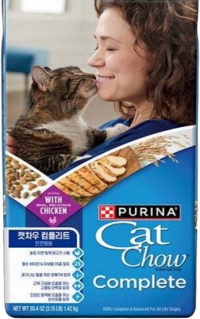퓨리나 캣차우 컴플리트 고양이 사료, 1.42kg, 1개, 닭/옥수수/통밀/쌀