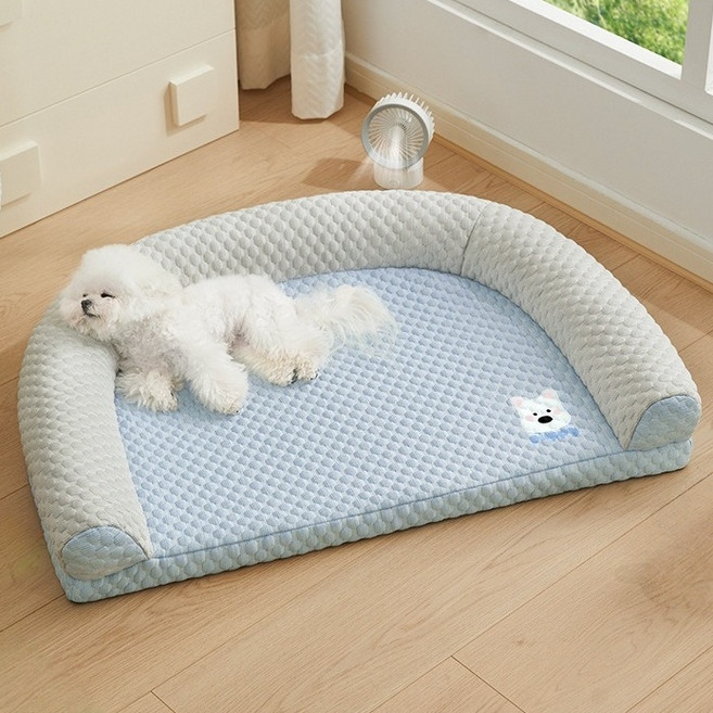 Arsjuo 빨아쓰는 강아지 침대 방석 고양이 쿠션, 1개, 스카이 블루