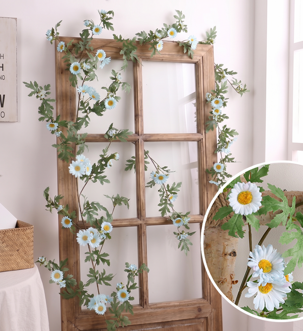 로즈벨 데이지 넝쿨 가랜드 포토존 용품 꽃장식 인테리어 장미 조화, 1개, 하늘