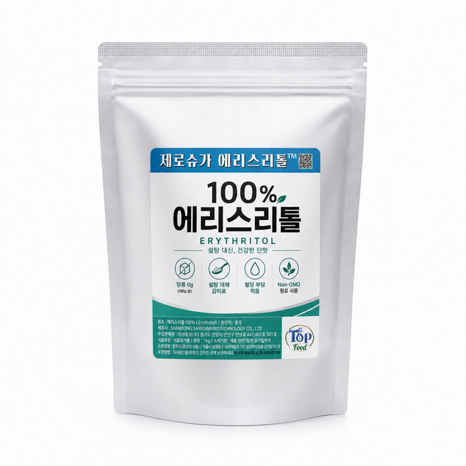 에리스리톨 100% 제로슈가 저당 감미료 탑푸드(최상의식품), 1개, 1kg