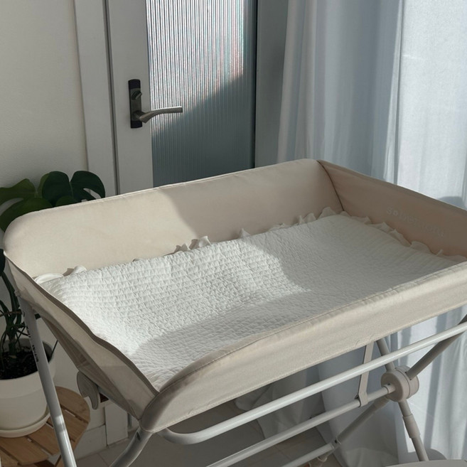 국내생산 KC인증 순면 기저귀 갈이대 방수 매트 신생아 유아용 기저귀패드, 1개, 아이보리 누빔