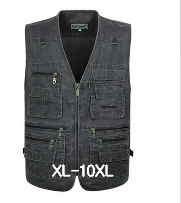 쥬엔리치 남자 빅사이즈 캐주얼 조끼 작업복 면 등산 낚시 캠핑 오버핏 XL-10XL