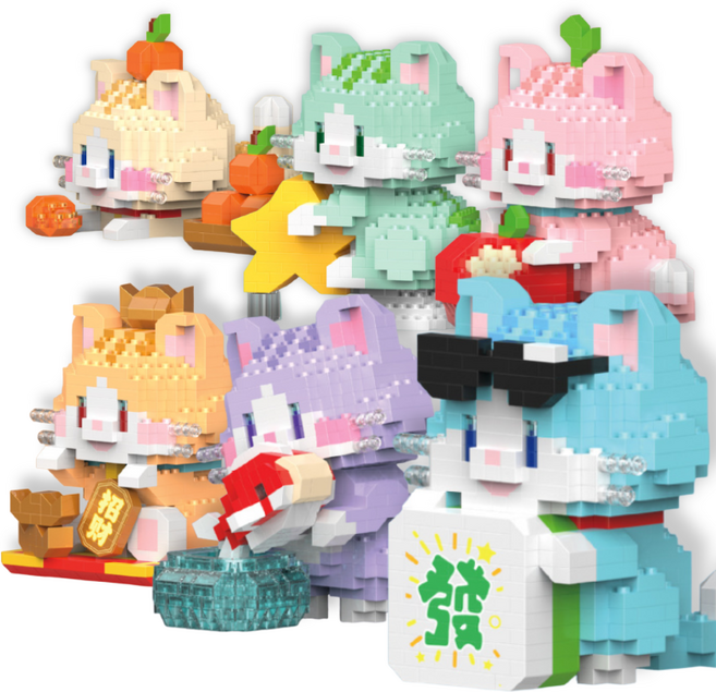 [나노킹-감성블럭] 고양이 시리즈 나노블럭 / DN024, 6개, 세트