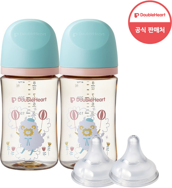 더블하트 모유실감 3세대 PPSU 디어프렌즈 트윈팩 240ml+젖꼭지(2입), 하늘을날꼬양, 3세대 젖꼭지M, 1개