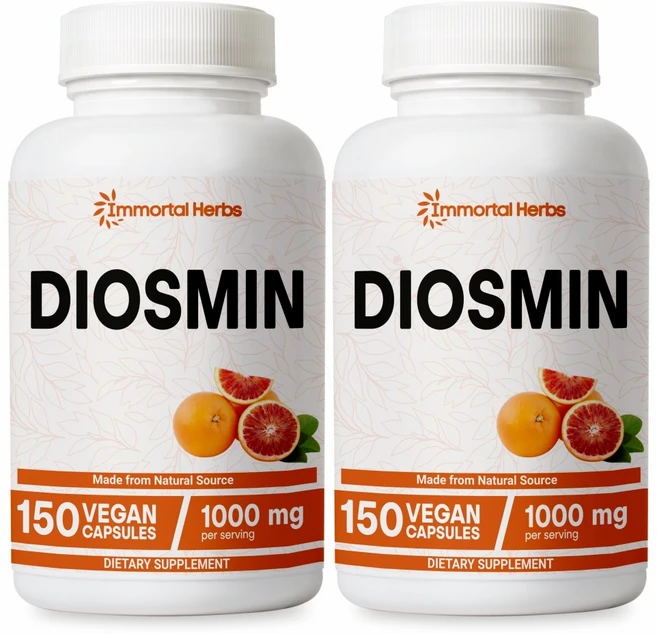 Immortal Herbs퓨어 디오스민 콤플렉스 베인 서포트 1000mg 디오스민 캡슐 150개 시트러스 바이오플라보노이드 풍부 과일 추출물 75일 공급 100% 채식 비, 2개, 150정 - 쿠팡