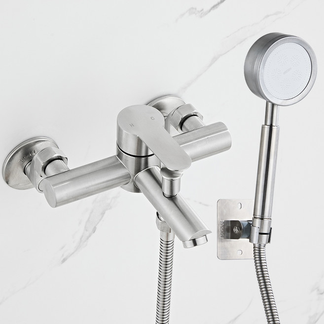 SUS304 욕실수전세트 - 2가지 출수 모드 손수전+하향 증압 기능 냉온수 조절, 1개