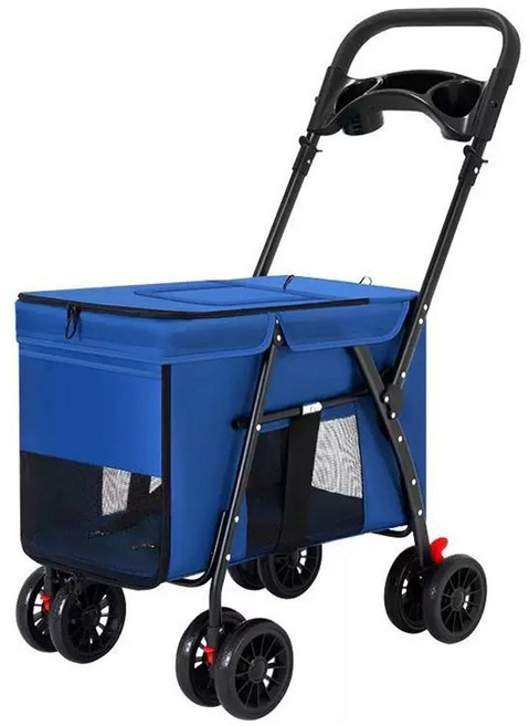 강아지 유모차 노견 보행보조차 실버카, 1개, D. 블루60캐티 이하