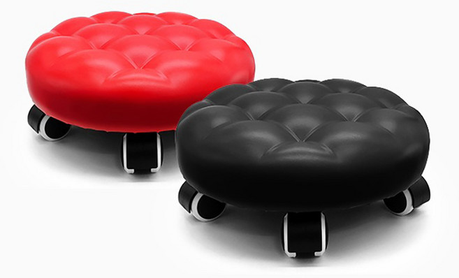 쿠션왕 동글뱅이 의자 조립식 회전의자 검정 레드, 1개